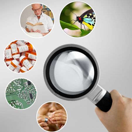 application of 10x handheld stand magnifier